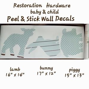 Restoration Hardware Baby Blue & Brown Animal Nursery Wall Decals NWT